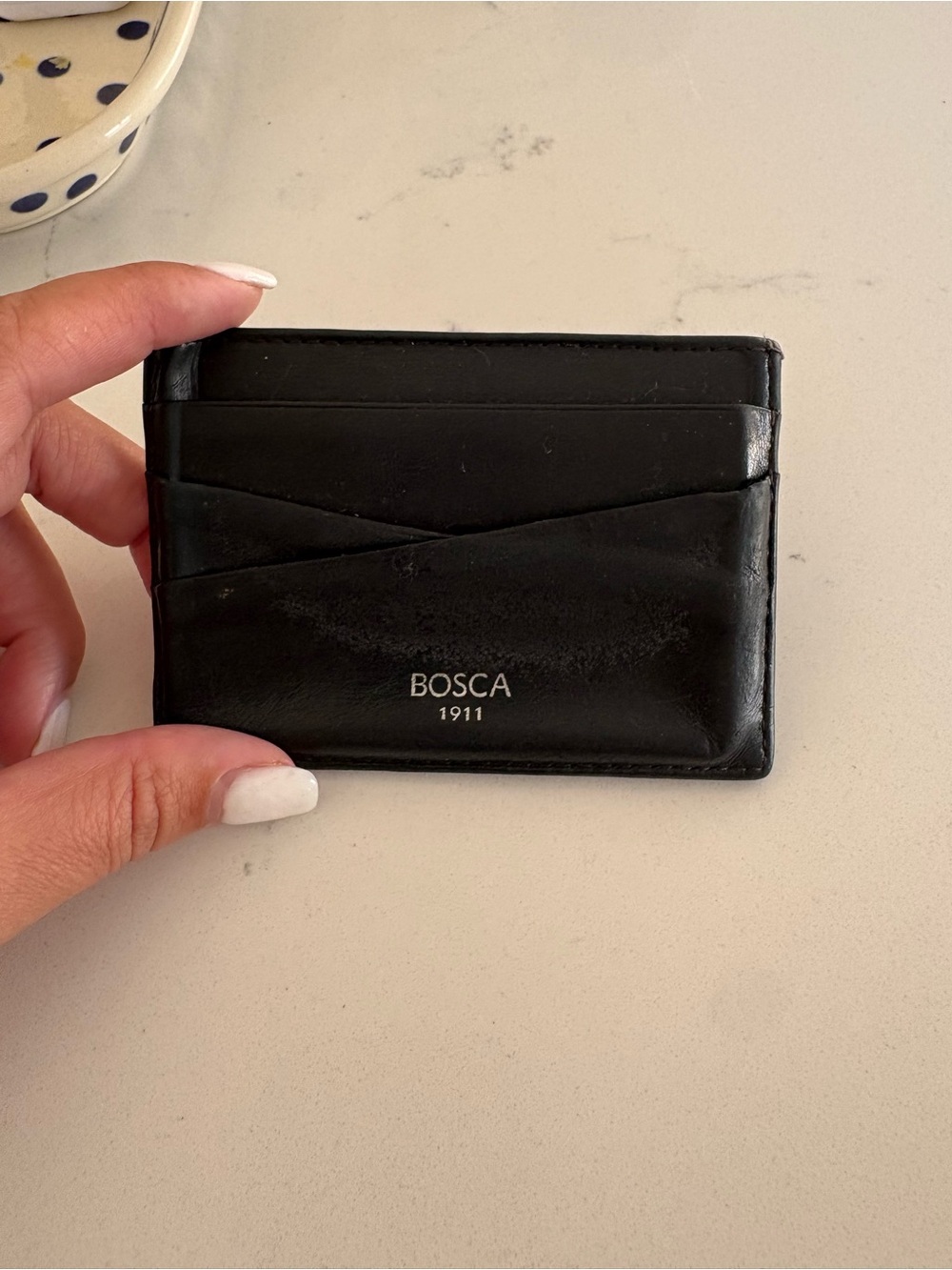 Bosca Designer Vintage Black Genuine Leather Card Holder